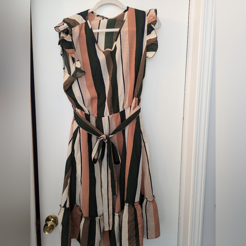 BloomChic Multicolor Striped Midi Dress
